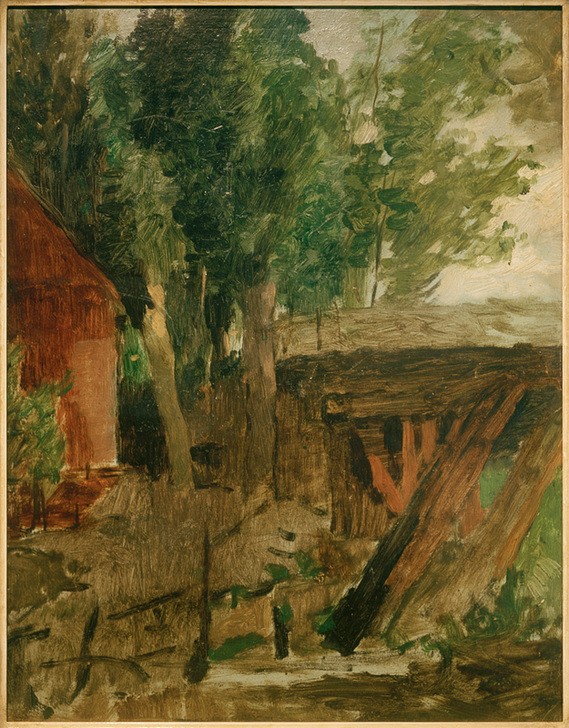 Thomas Ludwig Herbst, Alte Wassermühle (Architektur,Deutsche Kunst,Kunst,Landschaft,Mühle,Wasser,Wassermühle,Impressionismus,Baum,Technik,Wasserkraft,Wasserwirtschaft,Architekturdarstellung,Hamburgischer Künstlerclub,Signatur)