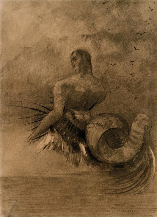Odilon Redon, Sirène (Kunst,Mythologie,Symbolismus,Fabelwesen,Französische Kunst,Sirene (Fabelwesen),Privatsammlung,Griechisch-Römische Mythologie,Signatur)