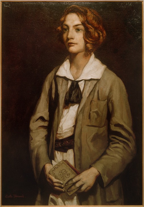 Emile Bernard, Junger Venezianer (Buch,Herrenmode,Jugend (Lebensalter),Kunst,Literatur,Mantel,Mann,Mensch,Mode,Volkskunde,Halstuch,Portrait,Jüngling,Französische Kunst,Androgyn,Gürtel,Kleidung (Allgemein),Langes Haar,Jacke,Kragen,Braun,Kniestück,Halbprofil,Schule Von Pont-Aven,Land Und Le)