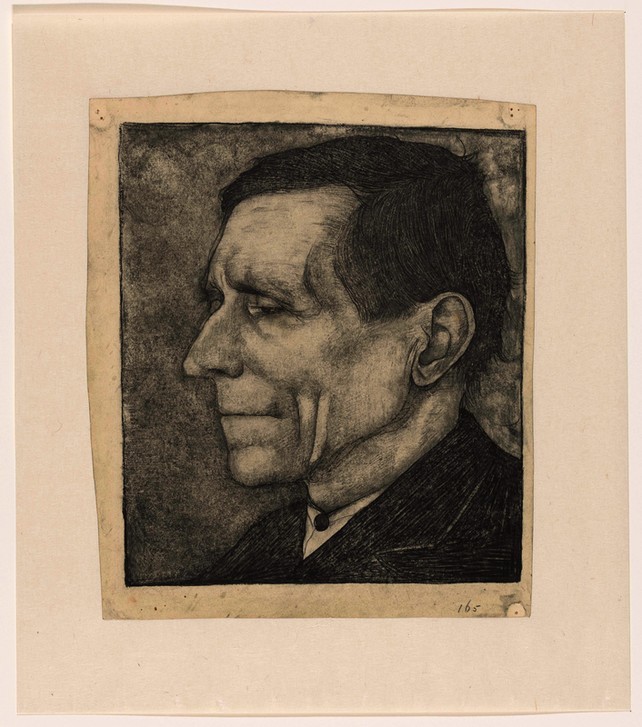 Jan Mankes, Vater von Jan Mankes, fast im Profil nach links (Mann,Portrait,Kreide,Niederländische Kunst,Papier,Profil,Kopf,Bleistift)