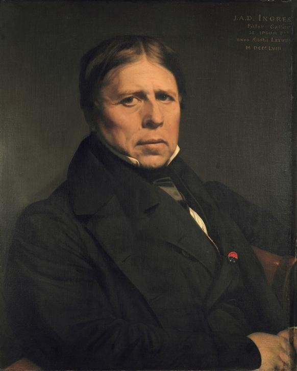 JEAN-AUGUSTE-DOMINIQUE INGRES, Autoportrait à l’age de 78 ans (Künstler,Maler (Künstler),Mann,Selbstbildnis,Klassizismus,Portrait,Französische Kunst,Halbfigur,Person)