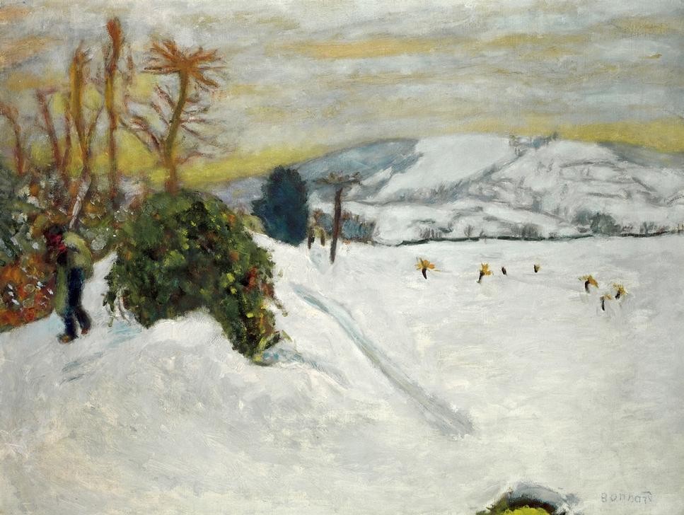 Pierre Bonnard, La neige au Grand-Lemps (Neige en Dauphiné) (Jahreszeiten,Kunst,Landschaft,Winter,Impressionismus,Schnee,Französische Kunst)