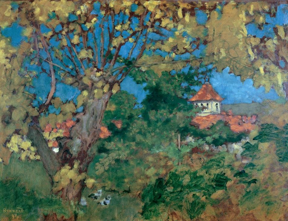 Pierre Bonnard, La Maison du Grand-Lemps (Haus,Kunst,Landschaft,Turm,Wohnhaus (Allgemein),Impressionismus,Baum,Französische Kunst,Nabis)