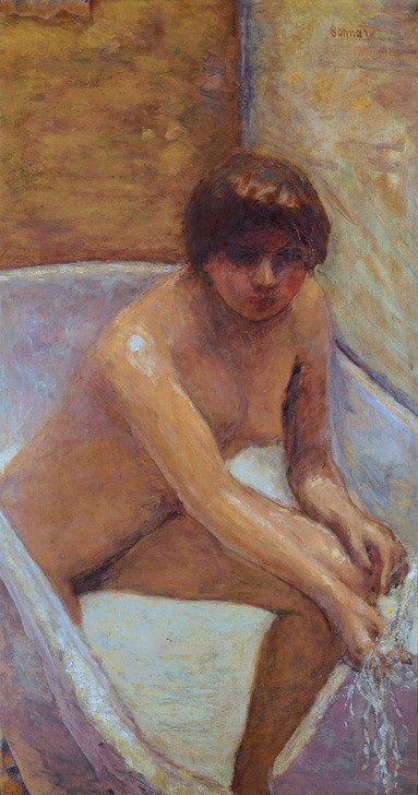 Pierre Bonnard, Sortie de bain (Körperpflege,Bad,Frau,Kunst,Impressionismus,Akt,Französische Kunst,Frauenleben,Nabis,Intimsphäre,Badewanne)