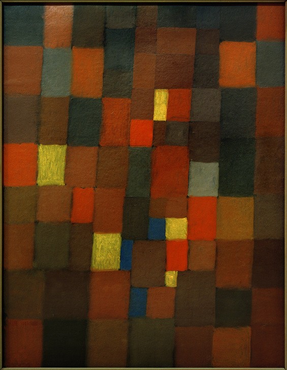 Paul Klee, Bildarchitectur rot gelb blau (Bauhaus,Deutsche Kunst,Geometrie,Kunst,Expressionismus,Geometrisch,Der Blaue Reiter,Abstrakte Kunst,Schweizerische Kunst,Abstraktion,Viereck,Rechteck,Form,Farbigkeit,Farbe)