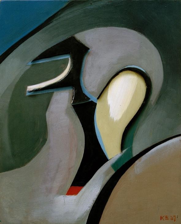 Kurt Schwitters, Ohne Titel (Mit Helmform) (Dadaismus,Kunst,Abstrakte Kunst,Gummi,Form,Farbigkeit,Farbe)
