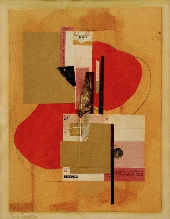 Kurt Schwitters, 2 Rote Flecken (Dadaismus,Kunst,Feder,Abstrakte Kunst,Rot,Form)