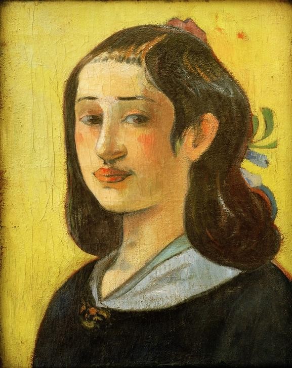Paul Gauguin, Die Mutter des Künstlers (Familie,Frau,Kunst,Mädchen,Maler (Künstler),Portrait,Mutter Von Berühmten,Mutter,Französische Kunst,Langes Haar,Schwarze Haare,Junge Frau,Synthetismus,Person)