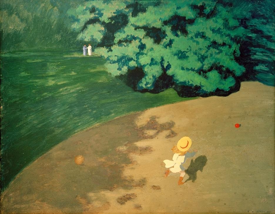 Felix Vallotton, Le ballon (Garten Und Park,Kinderspiel,Mädchen,Menschen Im Park,Park,Französische Kunst,Schweizerische Kunst,Im Freien (Allgemein),Ball (Spiel Und Sport),Menschen Im Garten,Kinderleben,Sonnenlicht,Nabis,Jahrhundertwende)