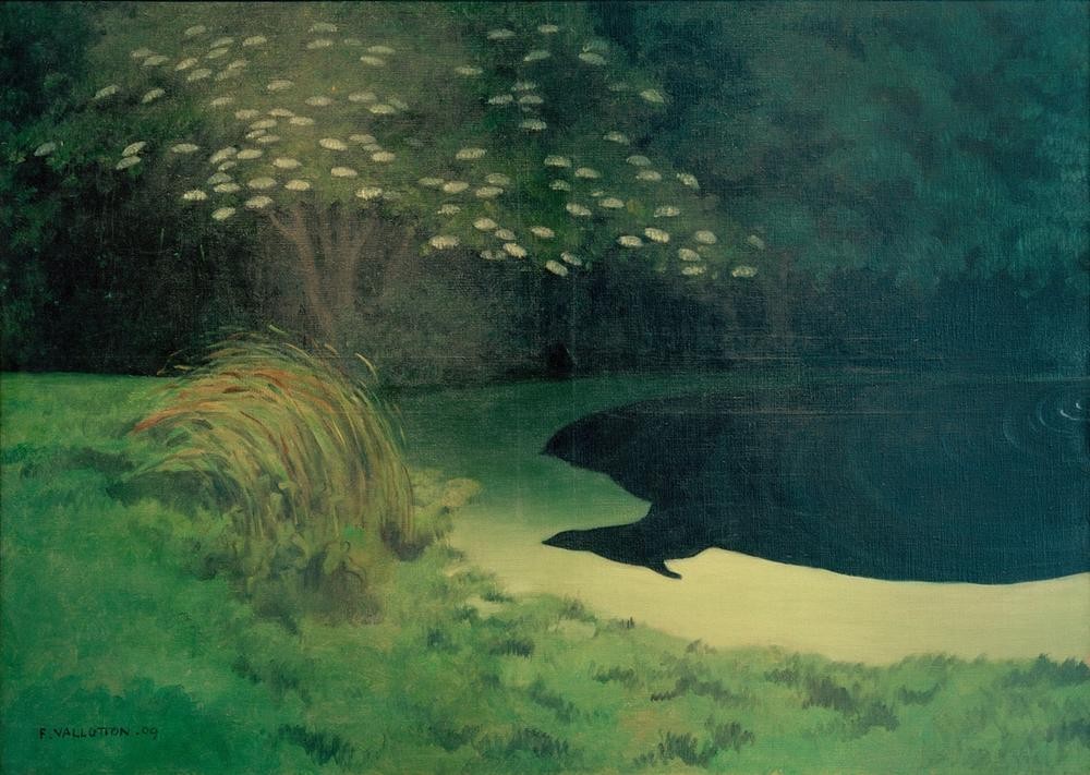 Felix Vallotton, La mare (Honfleur) (Kunst,Landschaft,See,Französische Kunst,Schilf,Schweizerische Kunst,Ufer,Nabis)