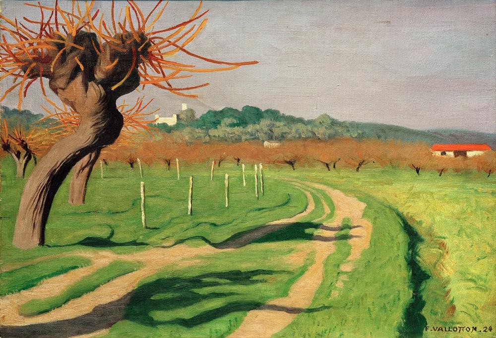 Felix Vallotton, Vallée de la Cagne (Kunst,Landschaft,Weide,Baum,Tal,Französische Kunst,Schweizerische Kunst,Nabis)