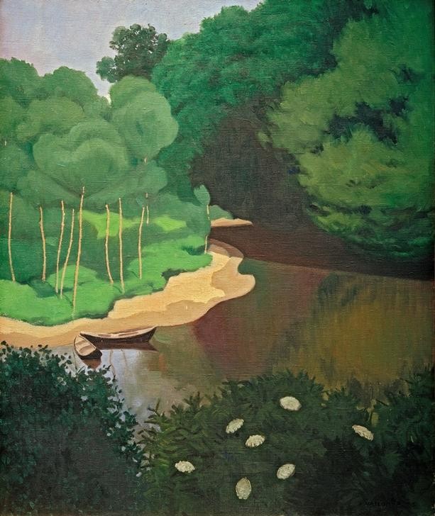 Felix Vallotton, La Dordogne à Carennac (Boot,Kunst,Landschaft,Fluss,Französische Kunst,Schweizerische Kunst,Nabis)