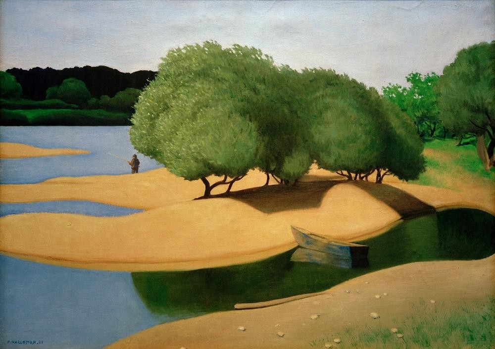 Felix Vallotton, Des sables au bord de la Loire (Kunst,Landschaft,Fluss,Baum,Französische Kunst,Schweizerische Kunst,Nabis,Sandbank,Baumgruppe)