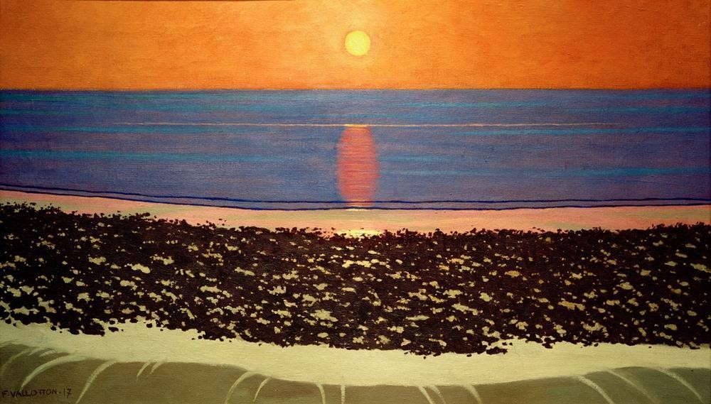 Felix Vallotton, Coucher de soleil, Villerville (Landschaft,Sonnenuntergang,Sonne,Tageszeiten,Abend,Meer,Französische Kunst,Schweizerische Kunst,Nabis)