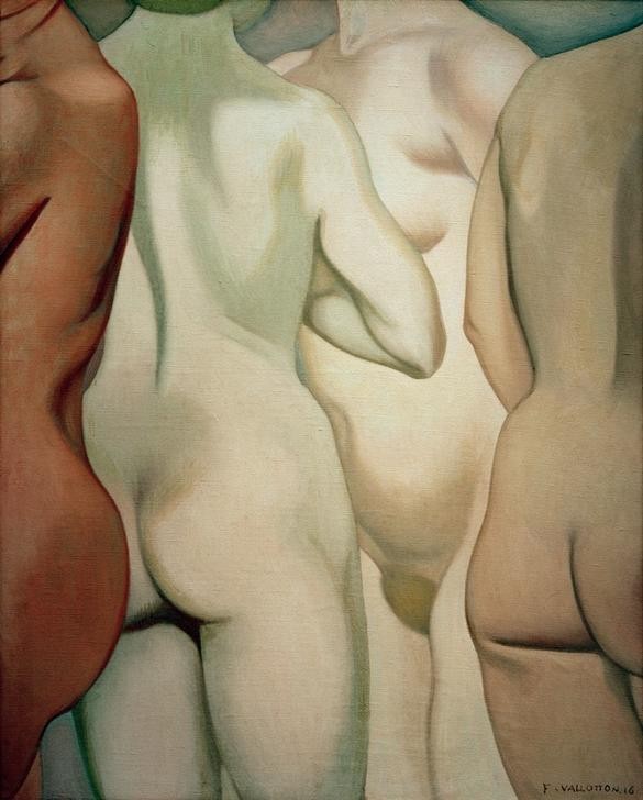Felix Vallotton, Quatre torses (Frau,Gruppenbild,Torso,Akt,Po (Gesäss),Rückenakt,Rückenfigur,Französische Kunst,Nabis)