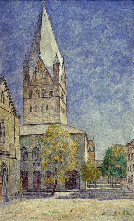 Christian Rohlfs, St. Patroklus in Soest  (Kirche, Romanik, mittelalterlich, Turm Westfalens, Deutschland, Impressionismus, Malerei, Wohnzimmer, Klassische Moderne, Wunschgröße, bunt)
