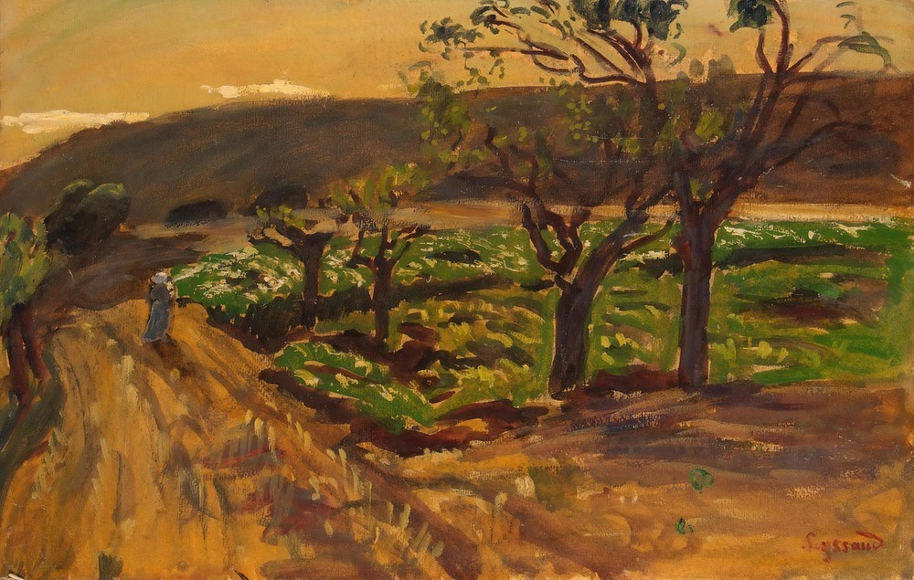 Rene Seyssaud, Landstraße (LANDSTRASSE, LANDSCHAFT, BAUM, FRANZÖSISCHE KUNST, FELD, HÜGEL)