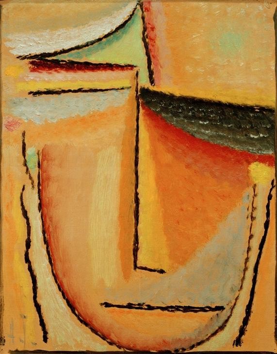 Alexej von Jawlensky, Abstrakter Kopf (Kunst,Mensch,Portrait,Der Blaue Reiter,Abstrakte Kunst,Russische Kunst,Gesicht,Kopf,Monogramm,Abstraktion,Geschlossene Augen)