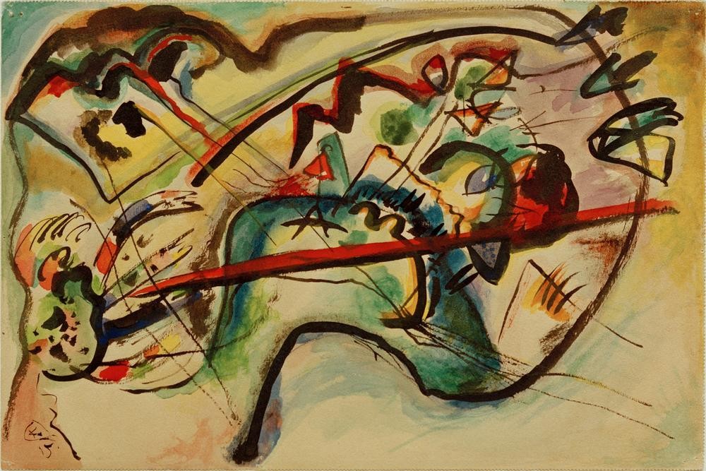 Wassily Kandinsky, Ohne Titel (Bauhaus,Kunst,Der Blaue Reiter,Abstrakte Kunst,Russische Kunst,Monogramm,Abstraktion,Farbe)