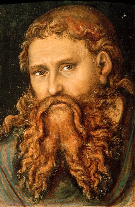 Lucas Cranach der Ältere, Der Apostel Paulus (Christentum,Deutsche Kunst,Kunst,Mann,Religion,Bart,Renaissance,Neues Testament,Bibel,Apostel,Portrait,Vollbart,Locke,Blick Aus Dem Bild,Privatsammlung,Brustbild,Braune Haare,Halbprofil,Braune Augen)