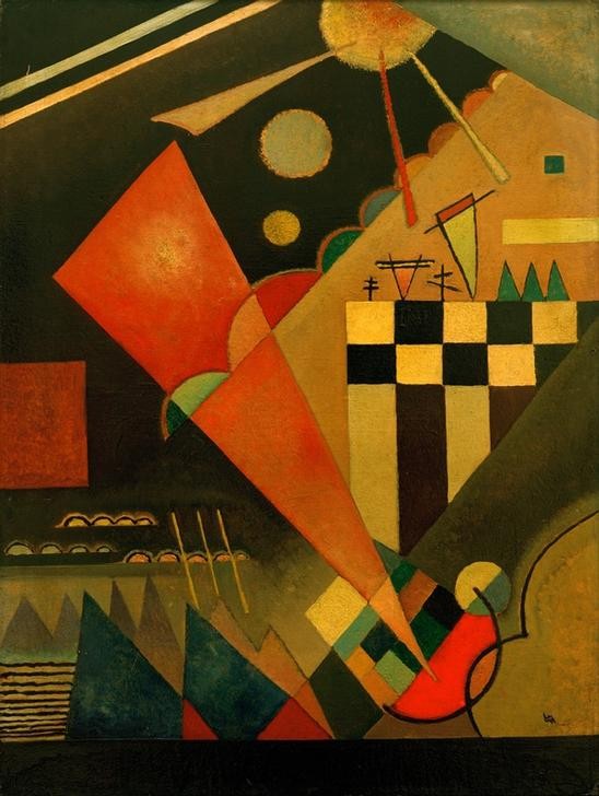 Wassily Kandinsky, Scharfruhiges Rosa (Bauhaus,Geometrie,Kunst,Der Blaue Reiter,Abstrakte Kunst,Russische Kunst,Kreis,Monogramm,Dreieck,Abstraktion,Viereck,Form)