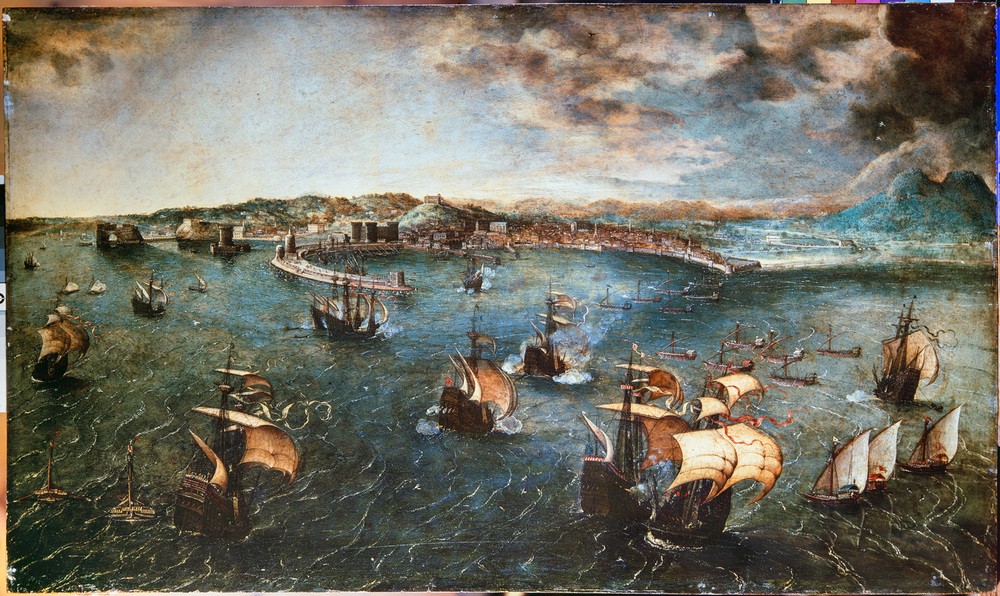 Pieter Brueghel der Ältere, Seeschlacht im Golf von Neapel (Geographie,Schlacht,Seeschlacht,Niederländische Kunst,Topographie)