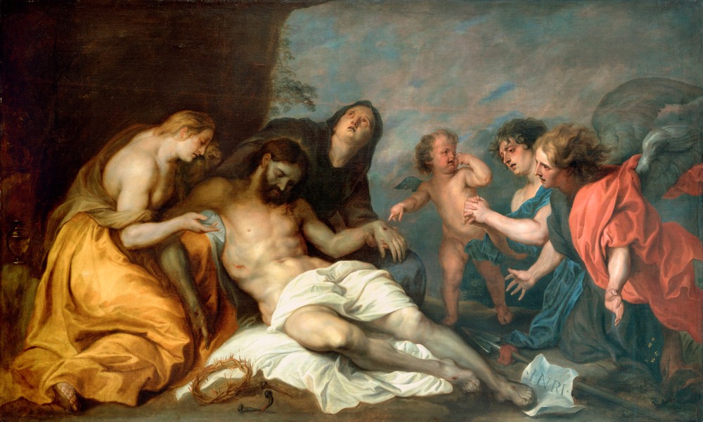 Anthonis van Dyck, Die Beweinung Christi (Christentum,Engel,Flämische Kunst,Kunst,Religion,Barock,Neues Testament,Bibel,Totenklage,Christi Beweinung,Niederländische Kunst,Passion Christi)
