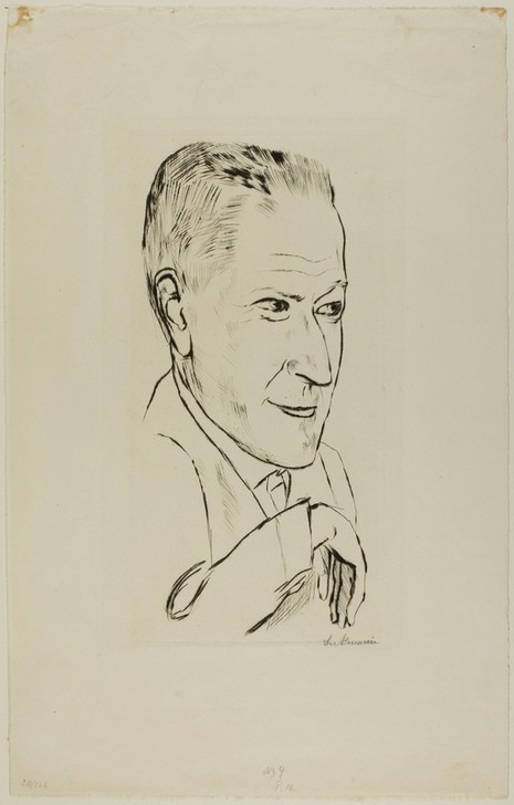 Max Beckmann, Portrait of Reinhard Pieper (Klassische Moderne, Kreidezeichnung, Portrait, Gesicht, Verleger, Mann, Expressionismus, Menschen,  Wunschgröße, Wohnzimmer, schwarz/weiß)