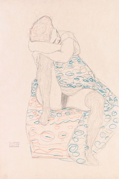 Gustav Klimt, Sitzende mit gerafftem Rock 