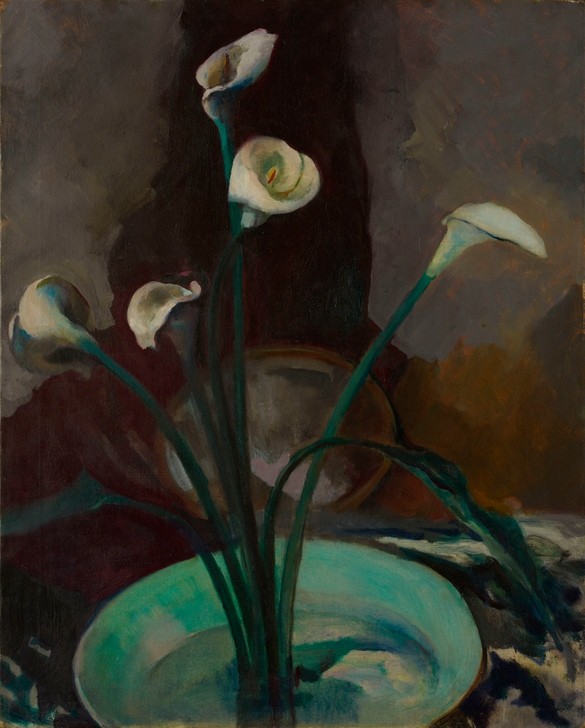Arthur Beecher Carles, Calla Lilien (Stillleben, Blumenvase, Lilien, Calla, Pflanzen, Expressionismus, klassische Moderne, Wunschgröße, Wohnzimmer, Esszimmer)