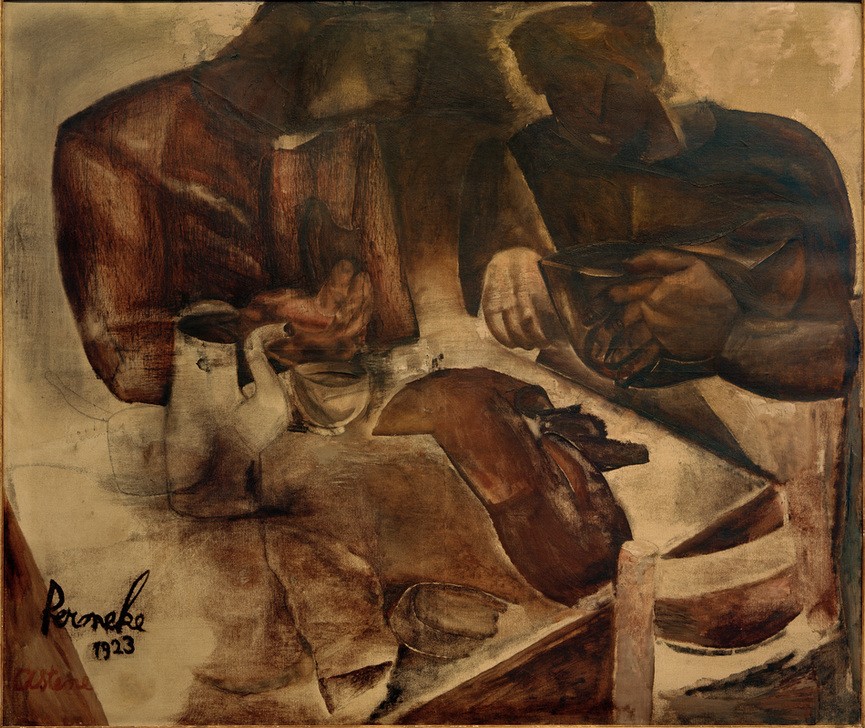 Constant Permeke, Das schwarze Brot (BROT, EHEPAAR, ESSEN UND TRINKEN, FRAU, GESELLSCHAFT,  MANN, Expressionismus, Wunschgröße, Klassische Moderne, Wohnzimmer)