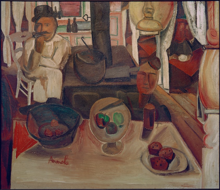 Constant Permeke, Die Frittenbude (FLÄMISCHE KUNST, IMBISSTAND ETC. GARKÜCHE, GASTRONOMIE, KUNST, PFEIFE (TABAK), RAUCHEN, EXPRESSIONISMUS, BELGISCHE KUNST, GEBÄCK, FRITTIEREN, RAUCHER, IMBISS)