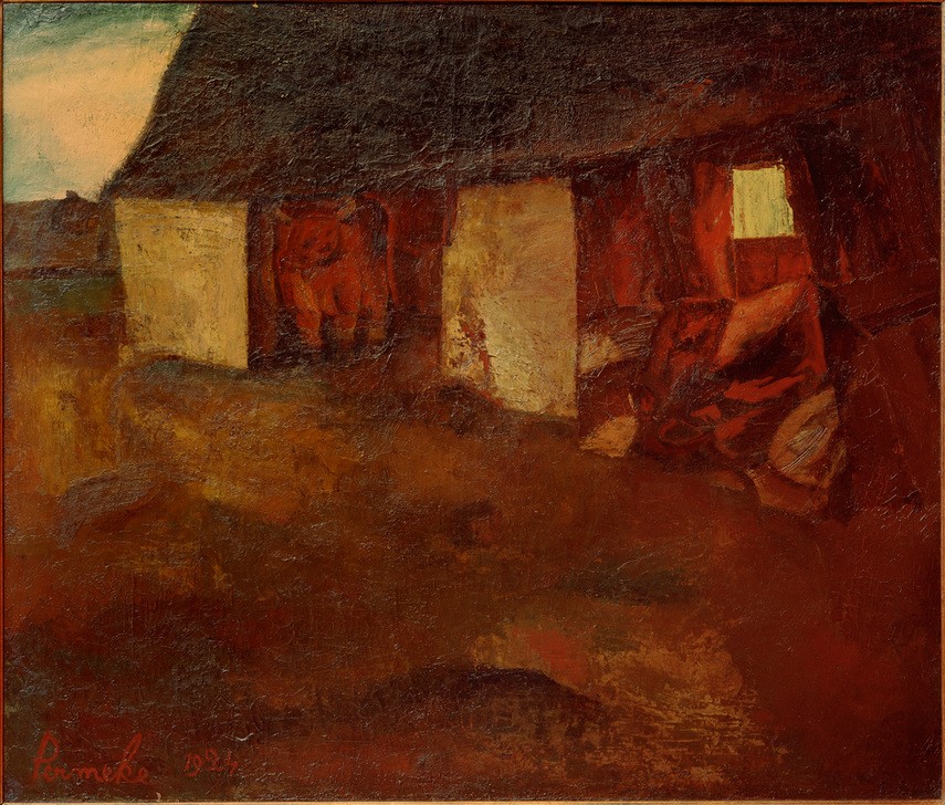 Constant Permeke, Der Stall (BAUERNHOF, DORF, FLÄMISCHE KUNST, KUNST, EXPRESSIONISMUS, STALL, BELGISCHE KUNST, LANDWIRTSCHAFT, VIEHZUCHT)