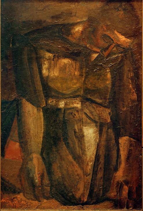 Constant Permeke, Die Jäterin (ARBEIT, FLÄMISCHE KUNST, FRAU, KUNST, EXPRESSIONISMUS, GARTENARBEIT, BELGISCHE KUNST, FRAUENLEBEN, FRAUENARBEIT, JÄTEN, KNIEN, GARTENBAU)