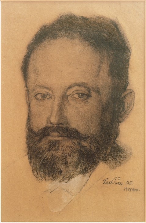 Leo Putz, Herrenporträt  (Portrait, Mann, Bart, Zeichnung,  Wunschgröße, Impressionismus, Klassische Moderne, Wohnzimmer, Treppenhaus)