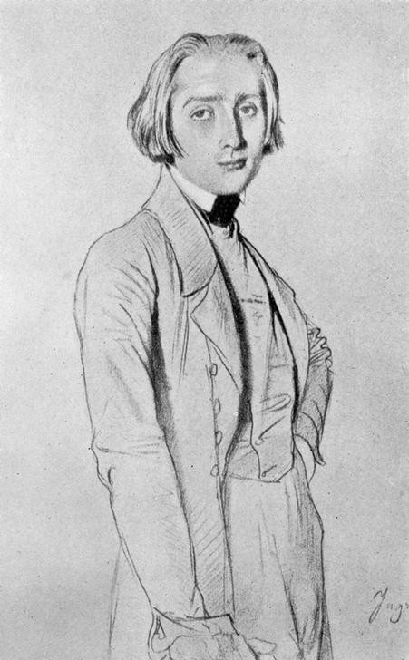 JEAN-AUGUSTE-DOMINIQUE INGRES, Franz Liszt (Komponist, Musiker, Musik, Pianist, Portrait, Jüngling, Persönlichkeiten, Junger Mann, Neoklassizismus, Studie, Zeichnung, Klassiker, Wohnzimmer, Treppenhaus, Wunschgröße, schwarz/weiß)