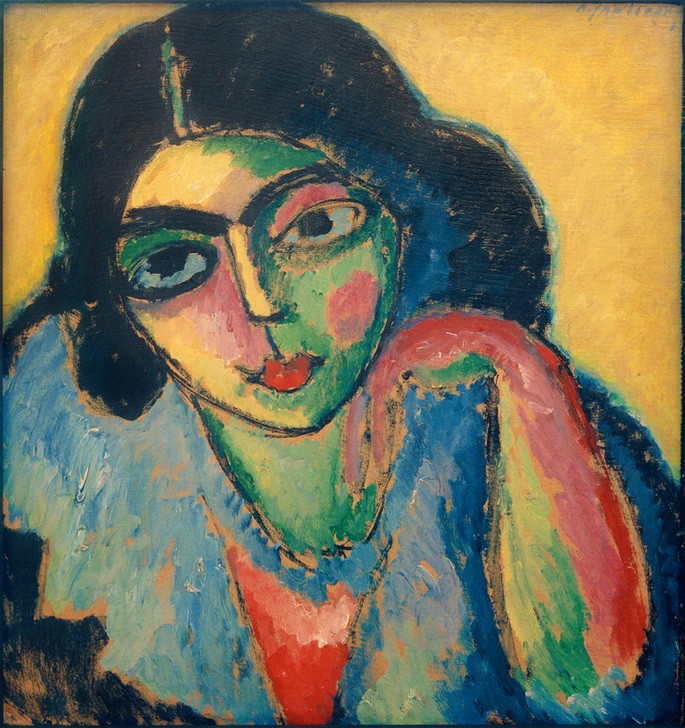 Alexej von Jawlensky, Schwarze Haare in gelbem Hintergrund  (Mensch und Gesellschaft)