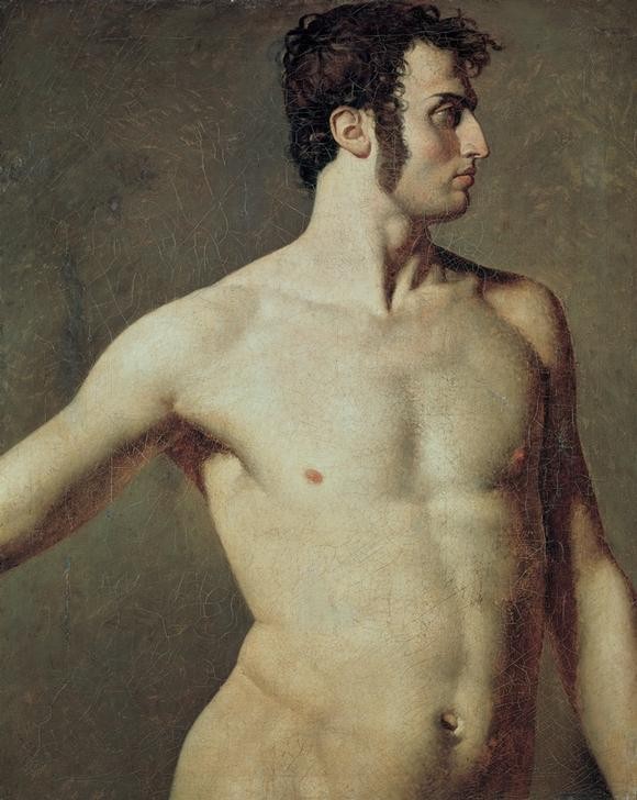JEAN-AUGUSTE-DOMINIQUE INGRES, Torse d’homme (Erotik,Mann,Klassizismus,Akt,Französische Kunst,Koteletten,Profil,Athlet,Halbfigur)