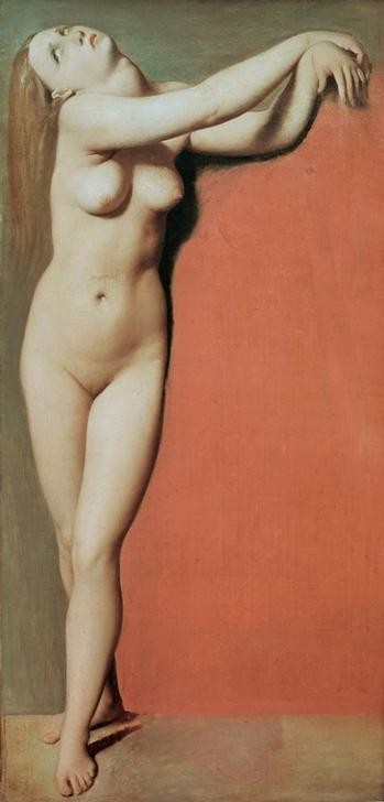 JEAN-AUGUSTE-DOMINIQUE INGRES, Anglica (Frau,Literatur,Klassizismus,Akt,Französische Kunst,Poesie,Gefangene,Ganzfigurig,Person)
