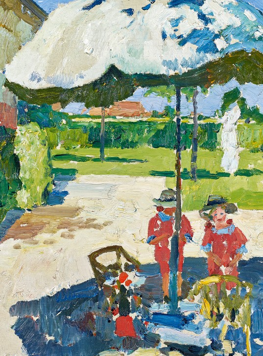 Max Clarenbach, Die Töchter des Künstlers im Garten in Wittlaer (KIND, KUNST, GENRE, SONDERBUND)