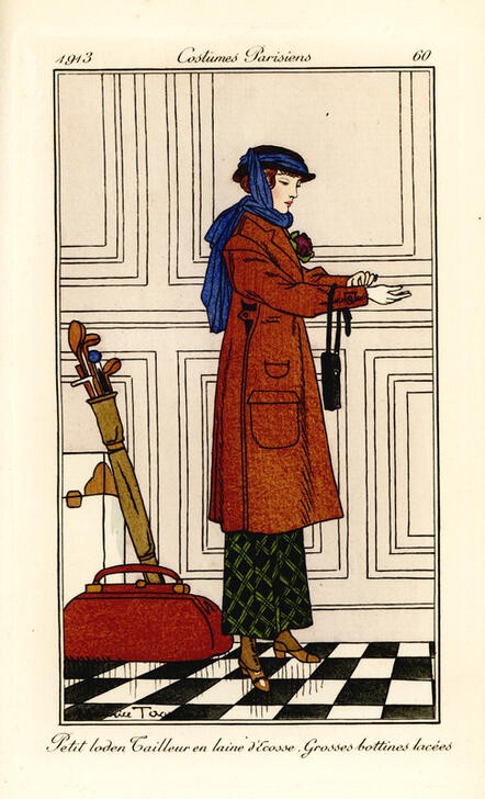 Maurice Taquoy, Unbekannt (FRAU, SPIEL, SPORT, ORIENTALISMUS, ANZUG, ART DECO, ILLUSTRATION, BELLE EPOQUE, ROCK, TWEED, SCHABLONE, GOLFTASCHE, FASHION)