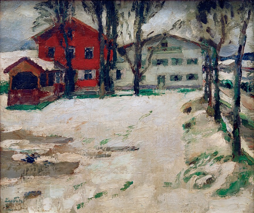Leo Putz, Gasthaus im Schnee  (Natur,  Wunschgröße, Impressionismus, Klassische Moderne, Wohnzimmer,)