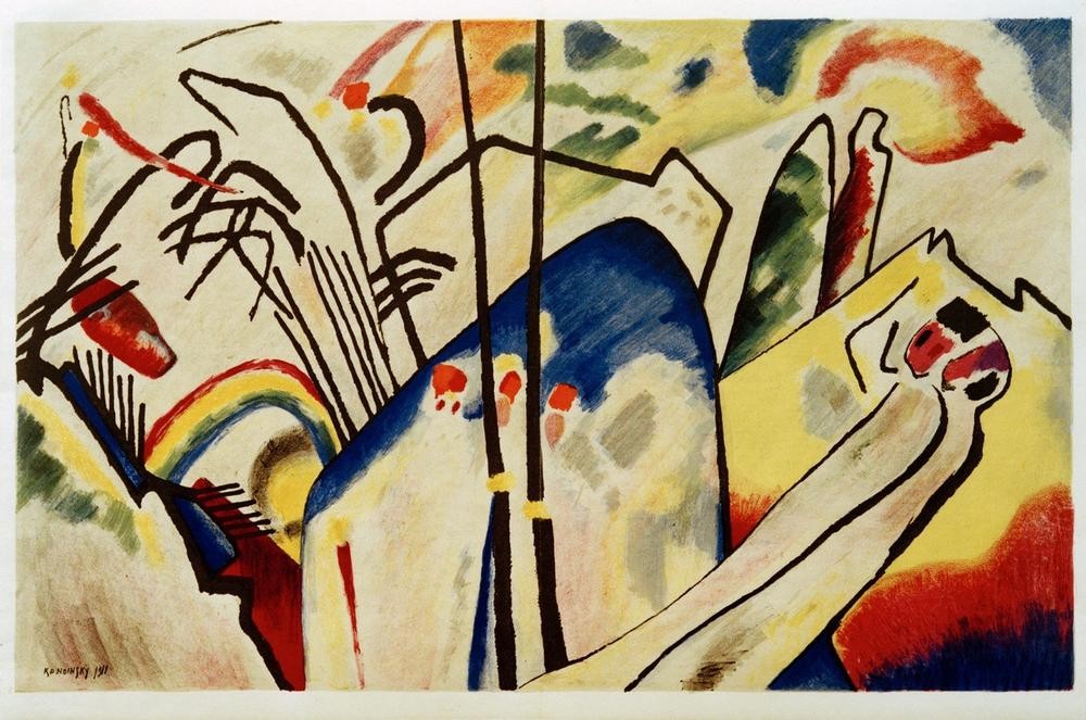 Wassily Kandinsky, Komposition IV (Kunst,Landschaft,Regenbogen,Der Blaue Reiter,Abstrakte Kunst,Russische Kunst,Abstraktion,Berg,Farbigkeit,Signatur,Farbe)