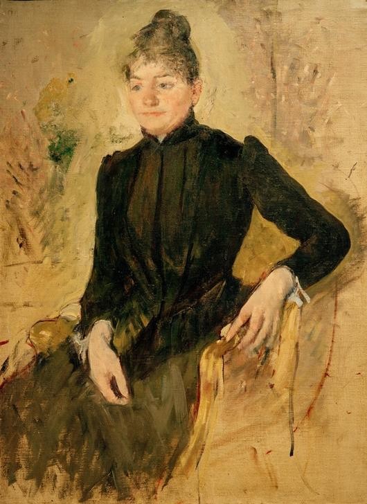 Mary Cassatt, Portrait of a Woman (Frau,Kunst,Mensch,Impressionismus,Frauenkunst,Portrait,Amerikanische Kunst,Us-Amerikanische Kunst,Sessel,Haarknoten,Sitzen,Braun,Hochfrisur,Kniestück,Frisur,Farbe)