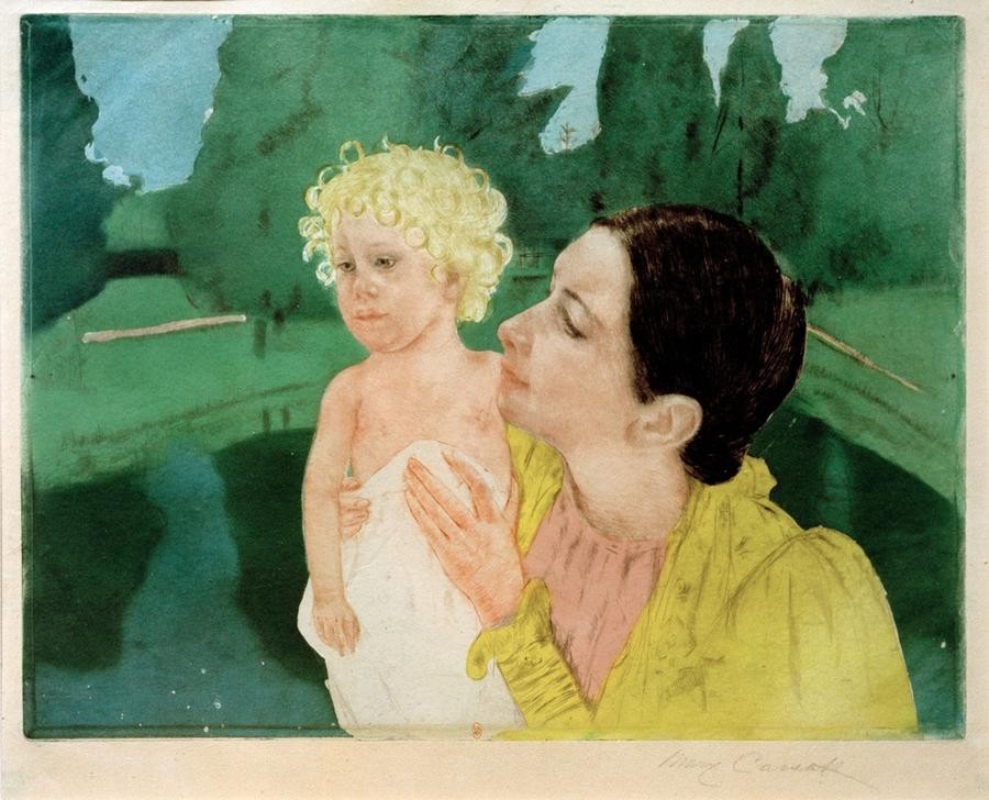 Mary Cassatt, Woman Playing with a Child (Familie,Frau,Garten Und Park,Kind,Kunst,Landschaft,Menschen Im Park,Mensch,Mutter Und Kind,Park,Freizeit,Spiel,Impressionismus,See,Kleinkind,Frauenkunst,Portrait,Amerikanische Kunst,Im Freien (Allgemein),Nacktheit,Us-Amerikanische Kunst,Blonde Haare,Mensc)