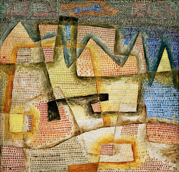 Paul Klee, Felsige Küste (Bauhaus,Küste,Kunst,Landschaft,Meer,Konstruktivismus,Der Blaue Reiter,Abstrakte Kunst,Felsen,Schweizerische Kunst,Abstraktion,Form)