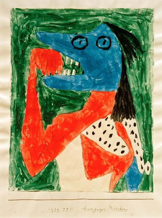 Paul Klee, hungriges Mädchen (Deutsche Kunst,Frau,Mädchen,Mensch,Hunger,Portrait,Schweizerische Kunst,Profil)
