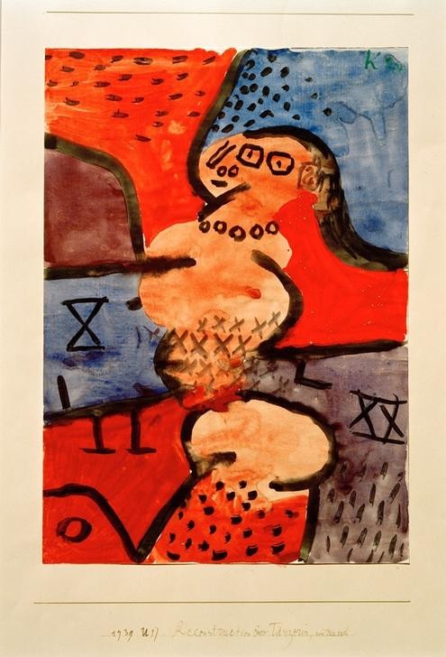 Paul Klee, Reconstruction einer Tänzerin, ein Versuch (Bauhaus,Deutsche Kunst,Frau,Musik,Tänzerin,Tanz,Portrait,Schweizerische Kunst,Abstraktion)