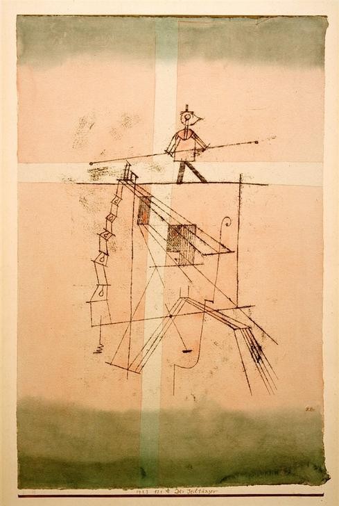 Paul Klee, Der Seiltänzer (Bauhaus,Deutsche Kunst,Fahrendes Volk,Gesellschaft,Seiltänzer,Akrobat,Schweizerische Kunst,Bleistift,Abstraktion,Akrobatik)