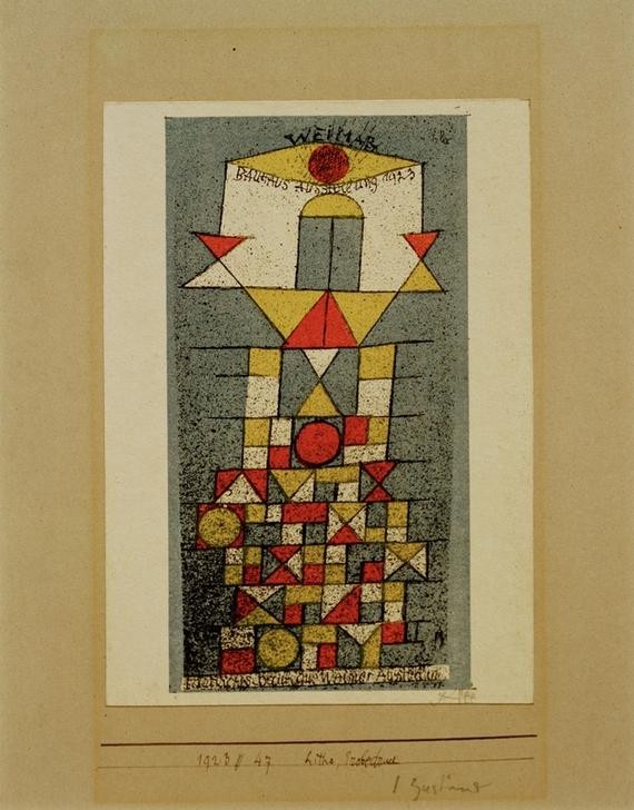 Paul Klee, Die erhabene Seite, Weimar Bauhaus-Ausstellung 1923, Bauhau (Ausstellung,Bauhaus,Deutsche Kunst,Kunstausstellung,Postkarte,Werbung,Kubismus,Abstrakte Kunst,Schweizerische Kunst)